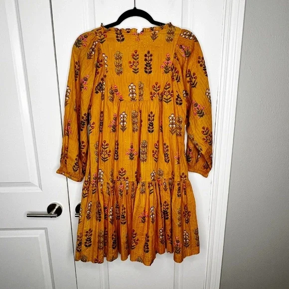 Pink Chicken Women’s Brayden Dress - Gold Field Floral Size Small Yellow - Picture 4 of 9